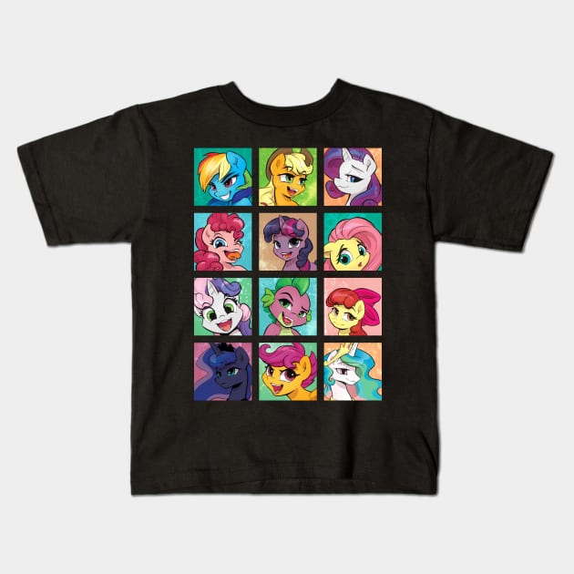 The Mane 12 Kids T-Shirt by KPShadowsquirrel